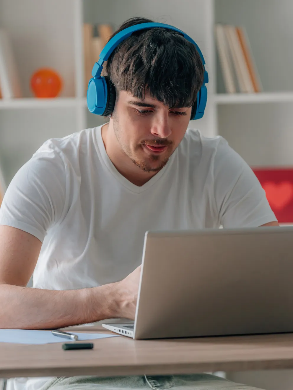 person taking online training