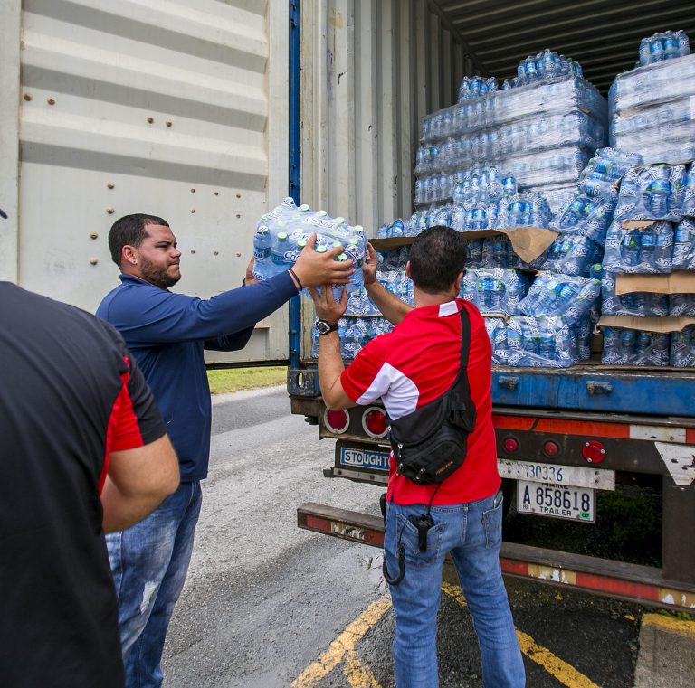 Unloading bottled water