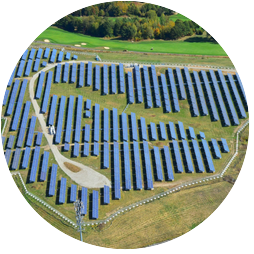 A field of solar panels seen from the air