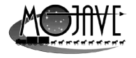Logo of Mojave Air and Space Port, featuring the word 'MOJAVE' in stylized letters with an arrow extending from the letter 'E'. Behind the text is a circular design with stars, and an oval orbit encircles the logo.