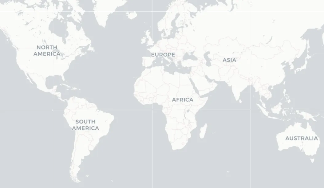 World map showing continents labeled: North America, South America, Europe, Africa, Asia, and Australia.