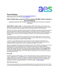 Image of a press release document from AES, titled 'AES and Fluence Sign Long-Term Partnership to Deliver 1.1 GW of Clean Capacity in Chile and Colombia'. The document includes contact information, a release date of May 16, 2023, and details about the partnership and its impact on clean energy infrastructure.